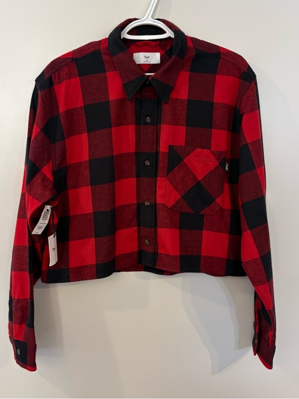 NWT TNA flannel jacket button up Buffalo plaid medium shirt jacket light crop